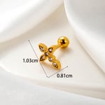 Gold color / 1 Piece Simple Series Classic Cross Copper  Gold Color Material Zircon Women's Stud Earrings Picture2